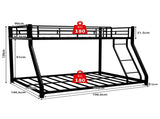 Black metal bunk bed with bunk beds, suitable for adults and children, equipped with ladder safety W3987P434157