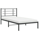 Bed Frame Black Powder-Coated Steel Single Modern Bed Frame 355556