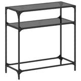 ZNTS Console Table with Black Glass Top 80x35x81 cm Steel 846025