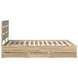 Bed Frame with Drawer Sonoma Oak 140 x 190 cm Engineer Wood 3411834