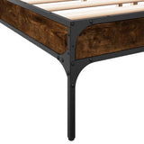 ZNTS Bed Frame Smoked Oak 200x200 cm Engineered Wood and Metal 844998