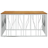 Coffee Table Silver Stainless Steel and Solid Wood Acacia 350071