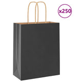 Paper Bags 250 pcs with Handles Black 18x8x22 cm 4101642