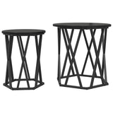 Coffee Table 2 pcs Black Oak Engineered Wood and Steel 868261