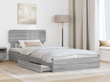 Storage Bed with Drawer Grey Sonoma 75 x 190 cm Engineered Wood 3412330