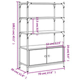 Bookcase 3-Tier Smoked Oak 70x30x109.5 cm Engineered Wood 838995