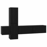 TV Cabinet Set Wall-mounted 5 pcs Black Oak Engineered Wood 3393481