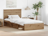 Bed Frame Artisian Oak 90 x 190 cm Solid Pine Wood 3411072