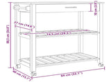 Kitchen Trolley MONZA Black 84 x 40 x 88.5 cm Solid Pine Wood 42027038