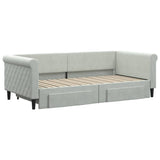 Daybed with Trundle&Drawers without Mattress Light Grey 90x190 cm 3197865