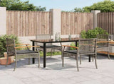 5 Piece Garden Dining Set with Cushions Grey Poly Rattan 3213619