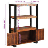 Bookshelf with Doors Brown Solid Reclaimed Wood and Metal 4104771
