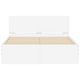 Bed Frame White Engineered wood, Plywood Double Bed Frame 3207616