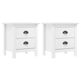 Bedside Cabinet Hill 2 pcs White 46x35x49.5 cm Solid Pine Wood 288908