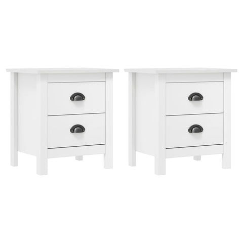 Bedside Cabinet Hill 2 pcs White 46x35x49.5 cm Solid Pine Wood 288908
