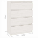 Side Cabinet White 60x36x84 cm Solid Pinewood 808104