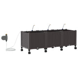Garden Planter with Irrigation&Wheels 3 pcs Brown PP 3423081