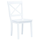 5 Piece Dining Set Solid Rubber Wood White 276869