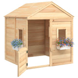 Playhouse with Lockable Door and Flower Pots Solid Wood Fir 93686