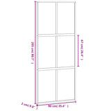 Sliding Door White 90x205 cm Tempered Glass and Aluminium 155217