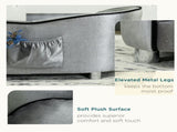 Dog Sofa Pet Chair, Kitten Bed Couch w/ Wooden Frame, Removable Cushion - Silver-Tone and Grey T3398P376493