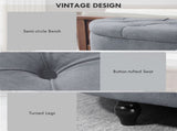Velvet-Feel Half Circle Storage Ottoman - Dark Grey T3398P328272