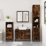 3 Piece Bathroom Furniture Set Smoked Oak Engineered Wood 3301082