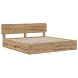 Bed Frame with Storage and Headboard Artisan Oak 180 x 200 cm 3445829