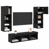 TV Wall Units Wall-mounted 5 pcs Black Oak Engineered Wood 3402925