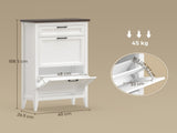 Shoe Cabinet with 2 Flip Drawers, Farmhouse Narrow Shoe Storage Cabinet with Adjustable Shelves, T3398P553211