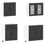 ZNTS 4 Piece Kitchen Cabinet Set Kalmar Black Engineered Wood 3314862