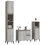 ZNTS 3 Piece Bathroom Cabinet Set Grey Sonoma Engineered Wood 3185549