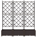 Garden Planter 3 pcs Brown 120 x 40 x 125.5 cm Plastic 42002816