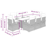 9 Piece Garden Dining Set with Cushions Grey Poly Rattan 3212933