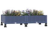 Garden Planter with Wheels Blue Grey 80 x 40 x 33 cm PP 3422956