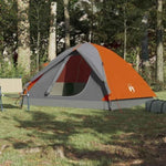 ZNTS Camping Tent Dome 3-Person Grey and Orange Waterproof 94411