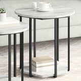 Side Table Set with Shelf 2 pcs Grey 869717