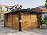 3.6 x 3 m Aluminium Hardtop Gazebo, with Accessories - Brown T3398P315896
