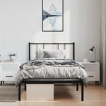 Metal Bed Frame without Mattress with Headboard Black 100x190cm 352474