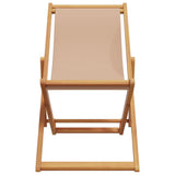 Folding Beach Chair Taupe Solid Wood Eucalyptus and Fabric 366565