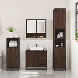 3 Piece Bathroom Furniture Set Brown Oak Engineered Wood 3300989