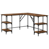 Desk Smoked Oak 139x139x75 cm Engineered Wood 837594