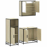 ZNTS 3 Piece Bathroom Furniture Set Sonoma Oak Engineered Wood 3300976