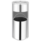 Ashtray Dustbin Silver Stainless Steel Medium Removable Covers 51095
