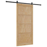 Sliding Door Natural and Black 93 x 202 cm Solid Pine Wood 3333206