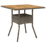 Garden Table with Acacia Wood Top Grey 80x80x75 cm Poly Rattan 365520
