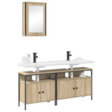Bathroom Furniture Set with Shelf 3 pcs Brown Engineered wood 3345143