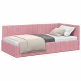Corner Bed Frame with Headboard Pink 100 x 200 cm Velvet 42016320