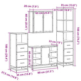 4 Piece Bathroom Furniture Set Brown Oak Engineered Wood 3301274
