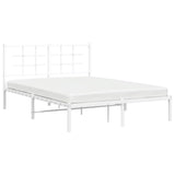 Metal Bed Frame without Mattress with Headboard White 140x190cm 355610